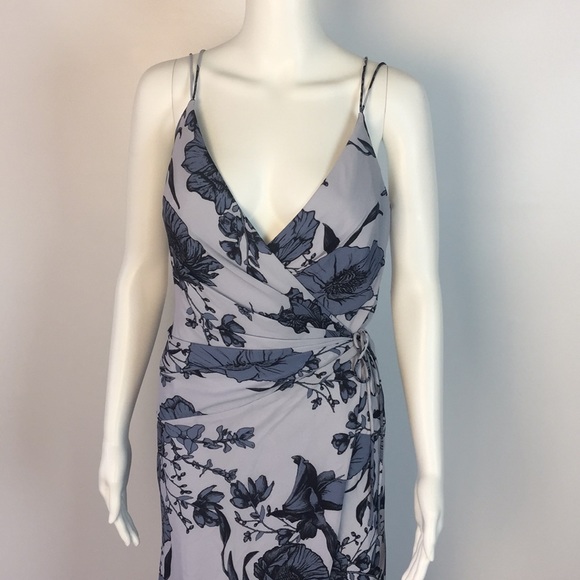 Fame and Partners Blue Floral Wrap Maxi Dress 0 - Picture 3 of 8